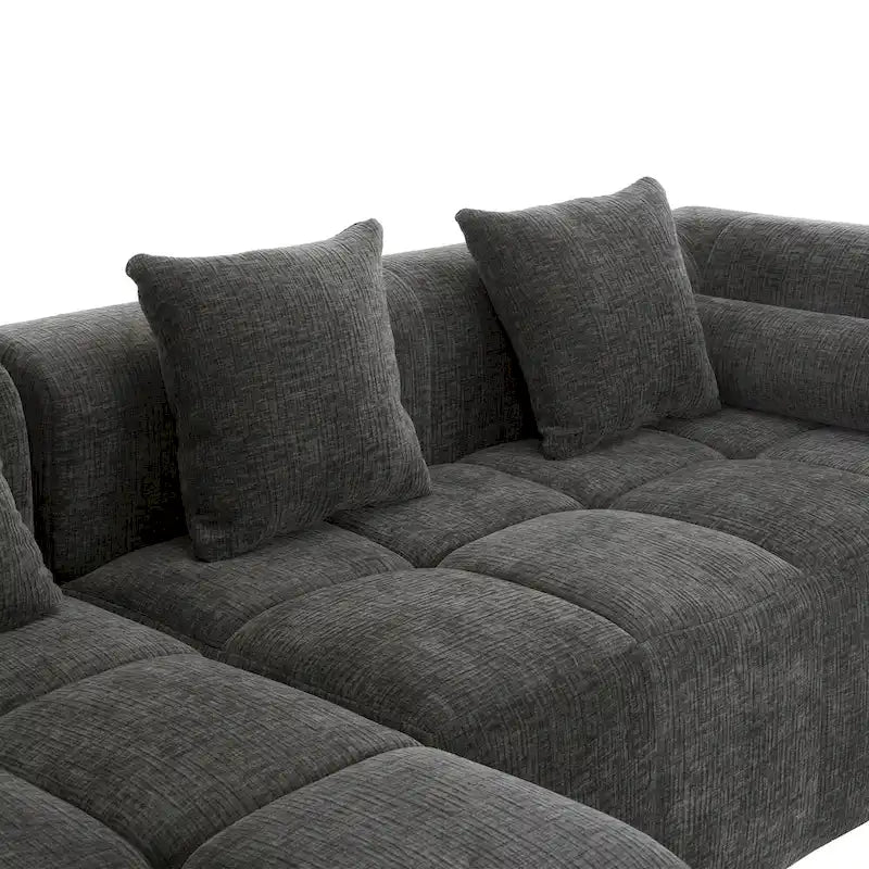 Sofá seccional modular de chenilla verde / azul / beige / gris, 2 plazas