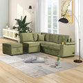 Sofá seccional cama en forma de L verde / beige / negro / gris con otomana de almacenamiento, 5 asientos, extraíble 2 en 1