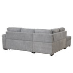 Sofá seccional cama en forma de L verde / beige / negro / gris con otomana de almacenamiento, 5 asientos, extraíble 2 en 1