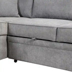 Sofá seccional cama en forma de L verde / beige / negro / gris con otomana de almacenamiento, 5 asientos, extraíble 2 en 1