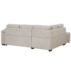 Sofá seccional cama en forma de L verde / beige / negro / gris con otomana de almacenamiento, 5 asientos, extraíble 2 en 1