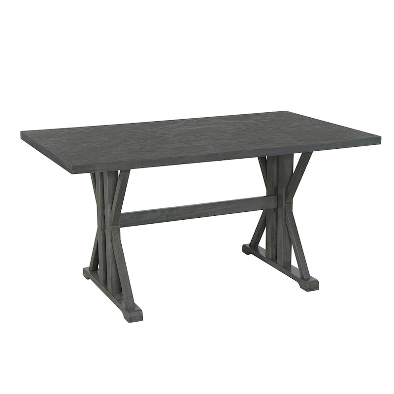 Juego de comedor para 6 personas estilo rústico beige/natural – Mesa, 4 sillas y banco