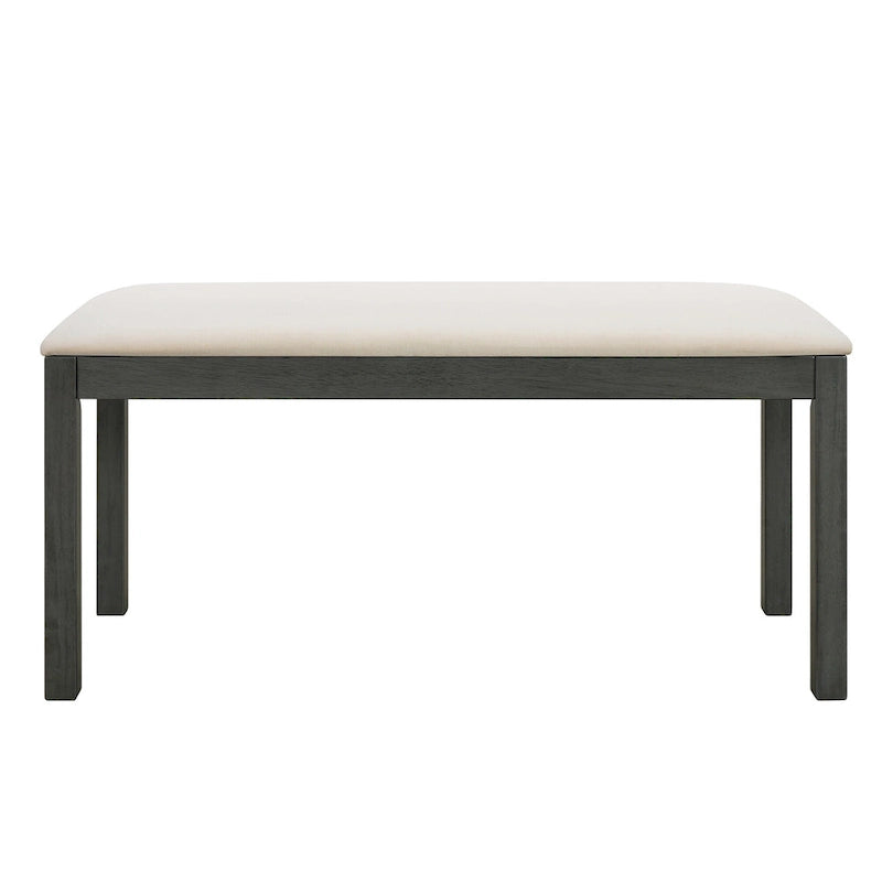 Juego de comedor para 6 personas estilo rústico beige/natural – Mesa, 4 sillas y banco