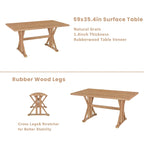 Juego de comedor para 6 personas estilo rústico beige/natural – Mesa, 4 sillas y banco