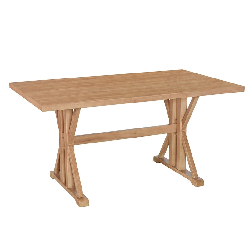 Juego de comedor para 6 personas estilo rústico beige/natural – Mesa, 4 sillas y banco