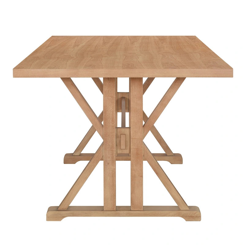 Juego de comedor para 6 personas estilo rústico beige/natural – Mesa, 4 sillas y banco