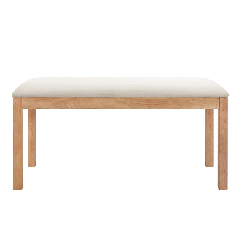 Juego de comedor para 6 personas estilo rústico beige/natural – Mesa, 4 sillas y banco