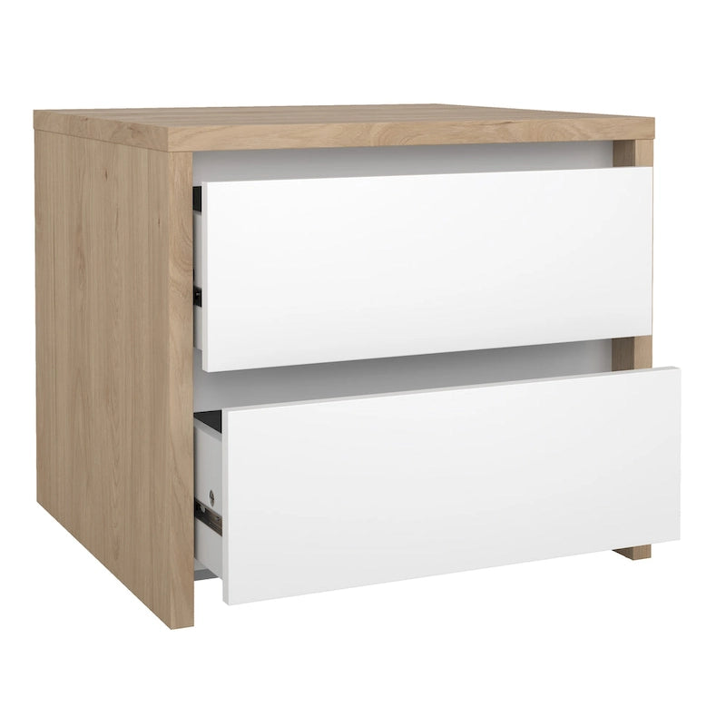 Mesita de noche de 2 cajones White / Jackson Hickory, requiere montaje de 2 personas