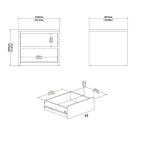 Mesita de noche de 2 cajones White / Jackson Hickory, requiere montaje de 2 personas