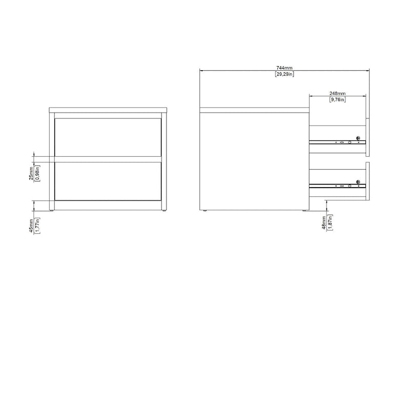 Mesita de noche de 2 cajones White / Jackson Hickory, requiere montaje de 2 personas