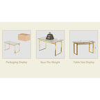 Mesa de comedor de cristal rectangular dorada, 4-6 plazas