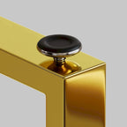 Mesa de comedor de cristal rectangular dorada, 4-6 plazas