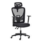 Sillón de oficina ergonómico con respaldo alto de malla negra, individual