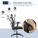 Sillón de oficina ergonómico con respaldo alto de malla negra, individual