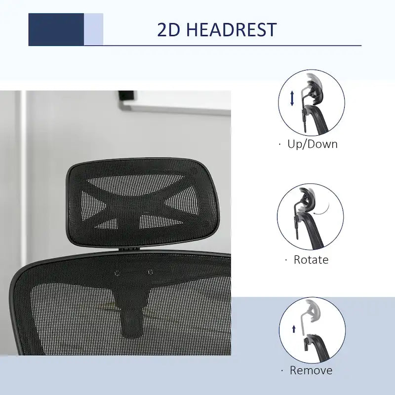 Sillón de oficina ergonómico con respaldo alto de malla negra, individual