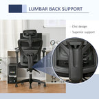 Sillón de oficina ergonómico con respaldo alto de malla negra, individual