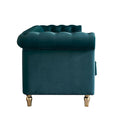 Sofá Chesterfield de terciopelo verde/rosa, ribete dorado, 2-3 plazas