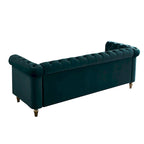 Sofá Chesterfield de terciopelo verde/rosa, ribete dorado, 2-3 plazas