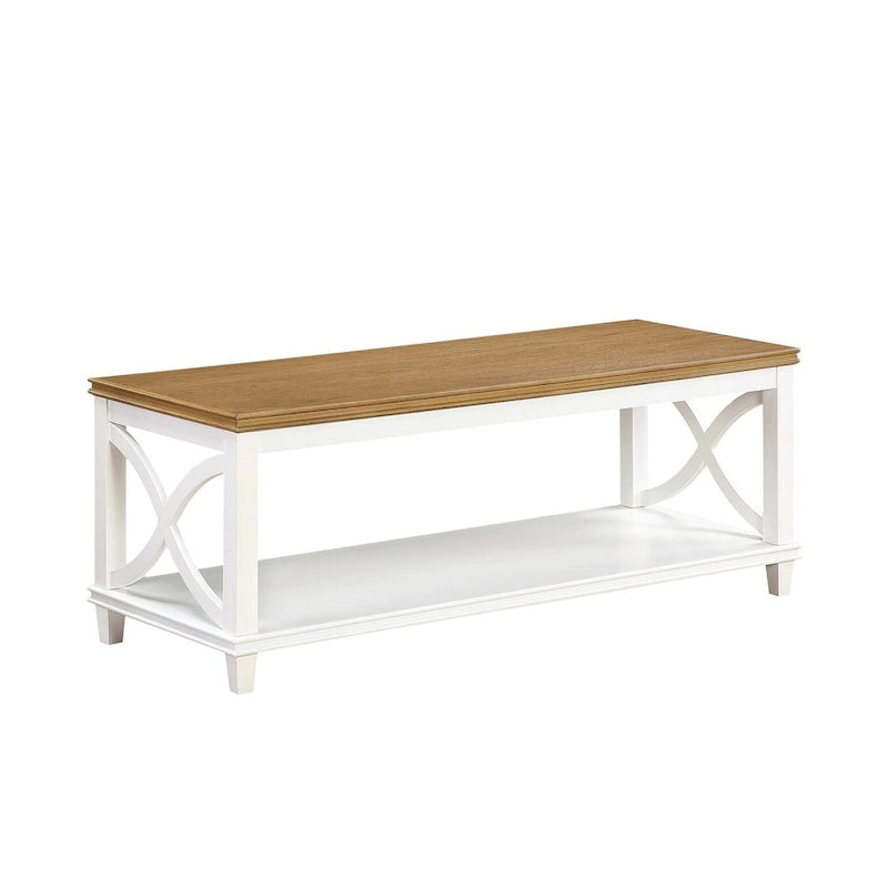 Mesa de centro con estante inferior, estilo de transición – Madera flotante/Blanco, Espresso, Negro
