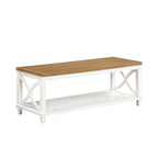 Mesa de centro con estante inferior, estilo de transición – Madera flotante/Blanco, Espresso, Negro