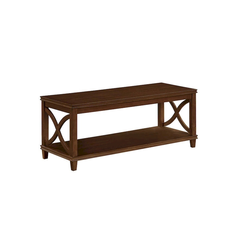 Mesa de centro con estante inferior, estilo de transición – Madera flotante/Blanco, Espresso, Negro