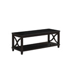 Mesa de centro con estante inferior, estilo de transición – Madera flotante/Blanco, Espresso, Negro
