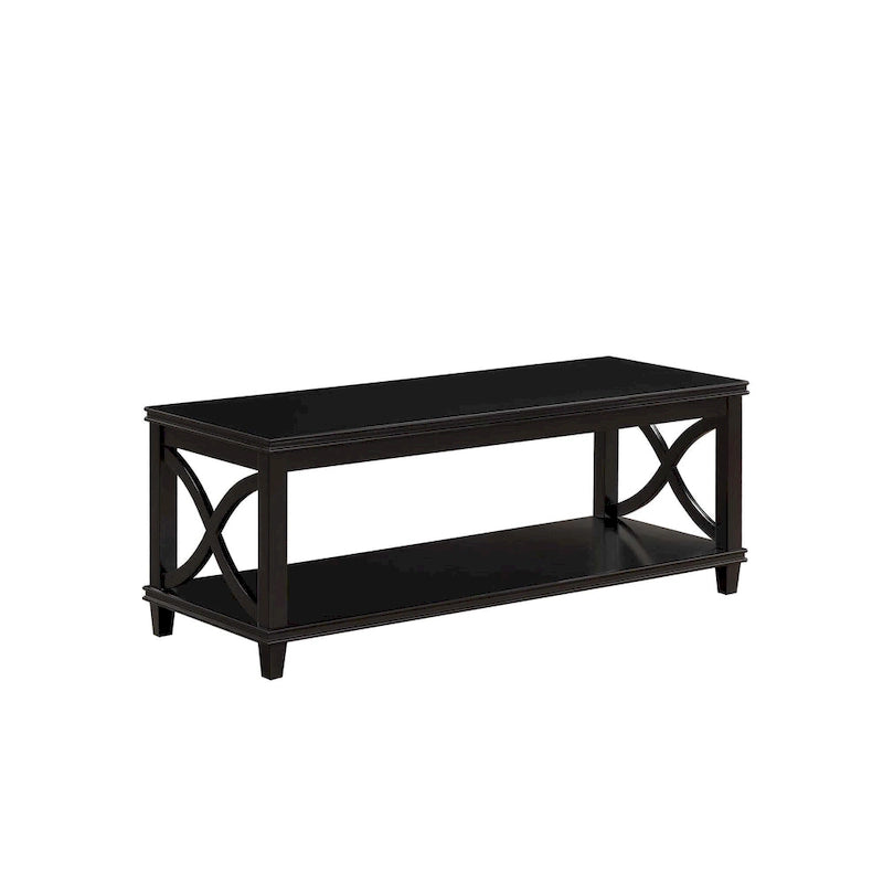 Mesa de centro con estante inferior, estilo de transición – Madera flotante/Blanco, Espresso, Negro