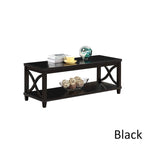 Mesa de centro con estante inferior, estilo de transición – Madera flotante/Blanco, Espresso, Negro