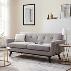 Sofá de dos plazas con tejido en espiga, gris claro / beige / marfil / carbón