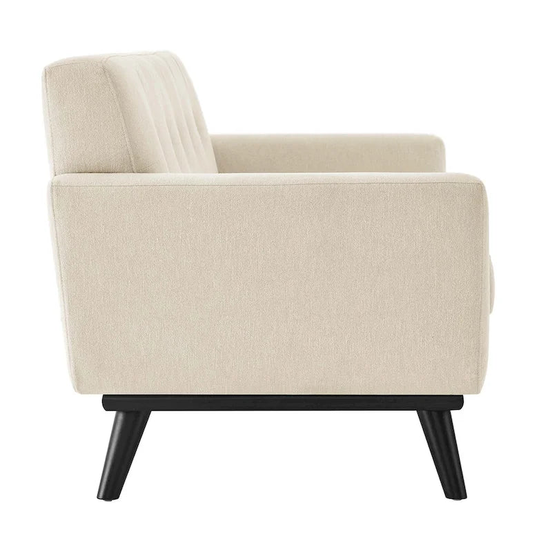 Sofá de dos plazas con tejido en espiga, gris claro / beige / marfil / carbón