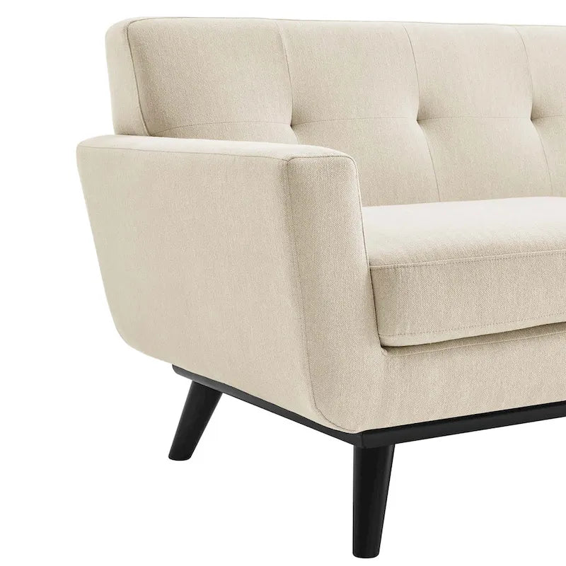 Sofá de dos plazas con tejido en espiga, gris claro / beige / marfil / carbón