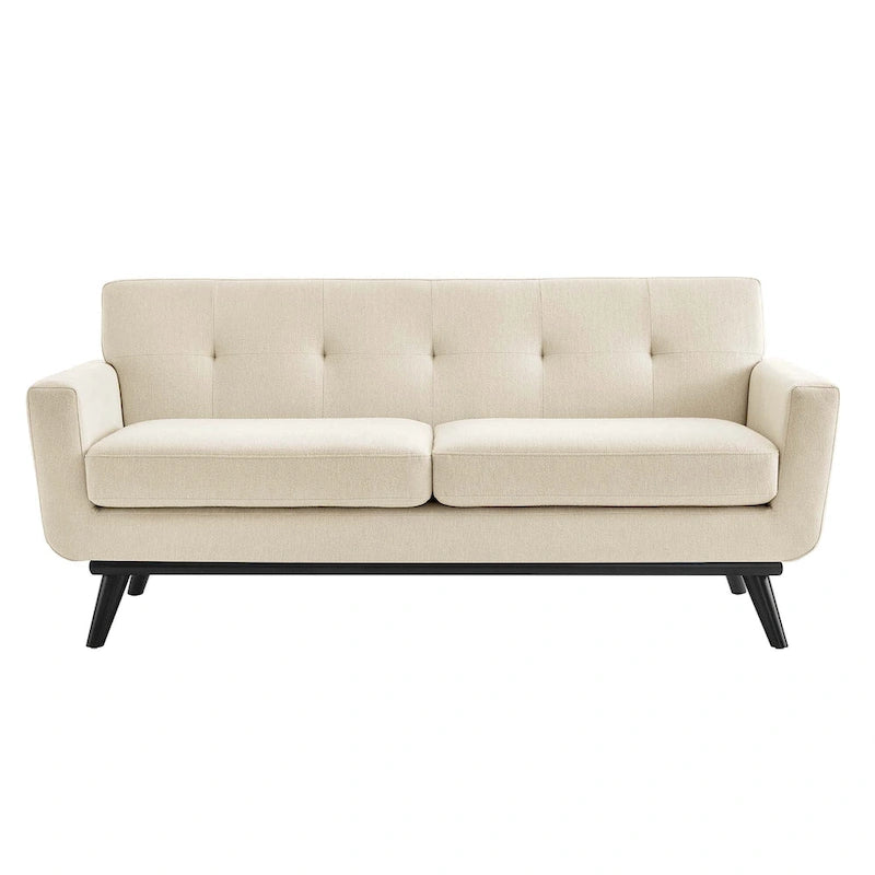 Sofá de dos plazas con tejido en espiga, gris claro / beige / marfil / carbón