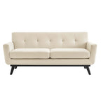 Sofá de dos plazas con tejido en espiga, gris claro / beige / marfil / carbón
