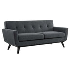 Sofá de dos plazas con tejido en espiga, gris claro / beige / marfil / carbón