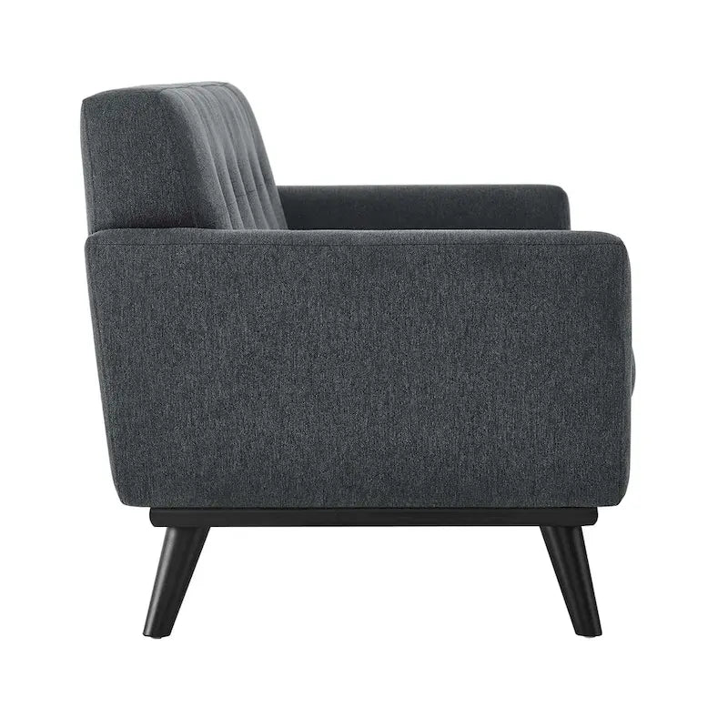 Sofá de dos plazas con tejido en espiga, gris claro / beige / marfil / carbón