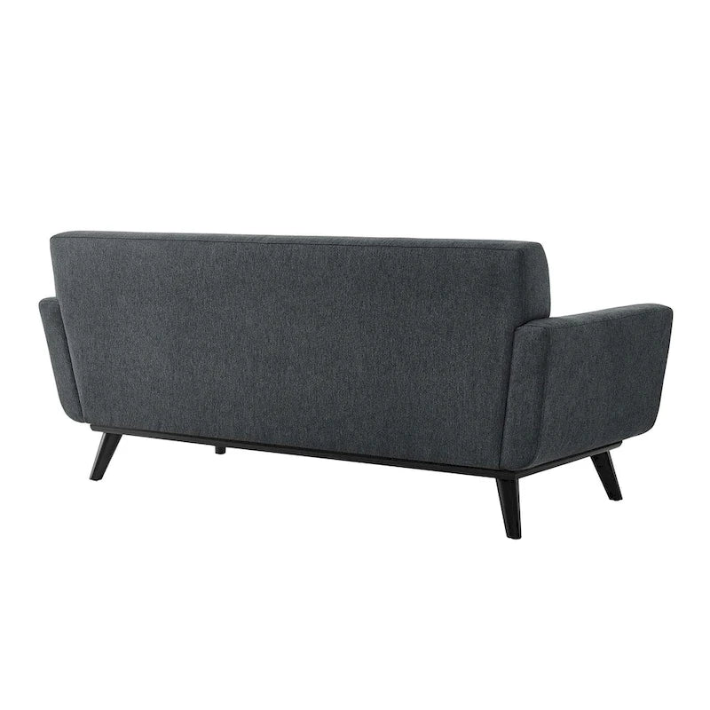 Sofá de dos plazas con tejido en espiga, gris claro / beige / marfil / carbón