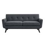 Sofá de dos plazas con tejido en espiga, gris claro / beige / marfil / carbón