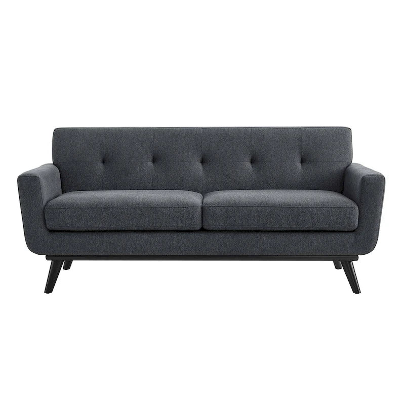 Sofá de dos plazas con tejido en espiga, gris claro / beige / marfil / carbón