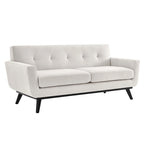 Sofá de dos plazas con tejido en espiga, gris claro / beige / marfil / carbón