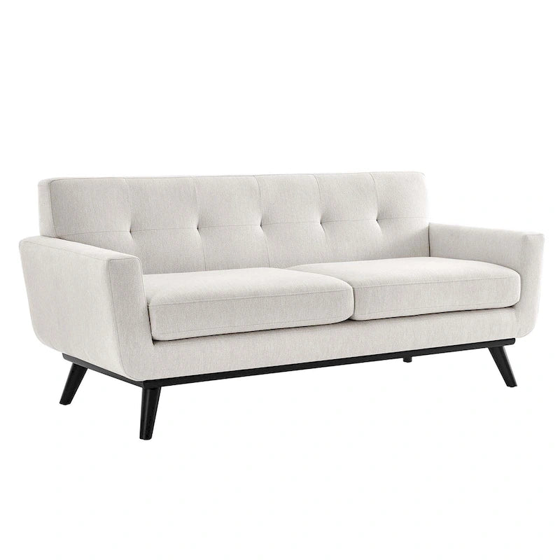 Sofá de dos plazas con tejido en espiga, gris claro / beige / marfil / carbón