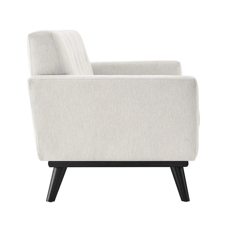 Sofá de dos plazas con tejido en espiga, gris claro / beige / marfil / carbón