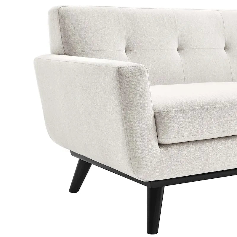 Sofá de dos plazas con tejido en espiga, gris claro / beige / marfil / carbón