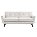 Sofá de dos plazas con tejido en espiga, gris claro / beige / marfil / carbón