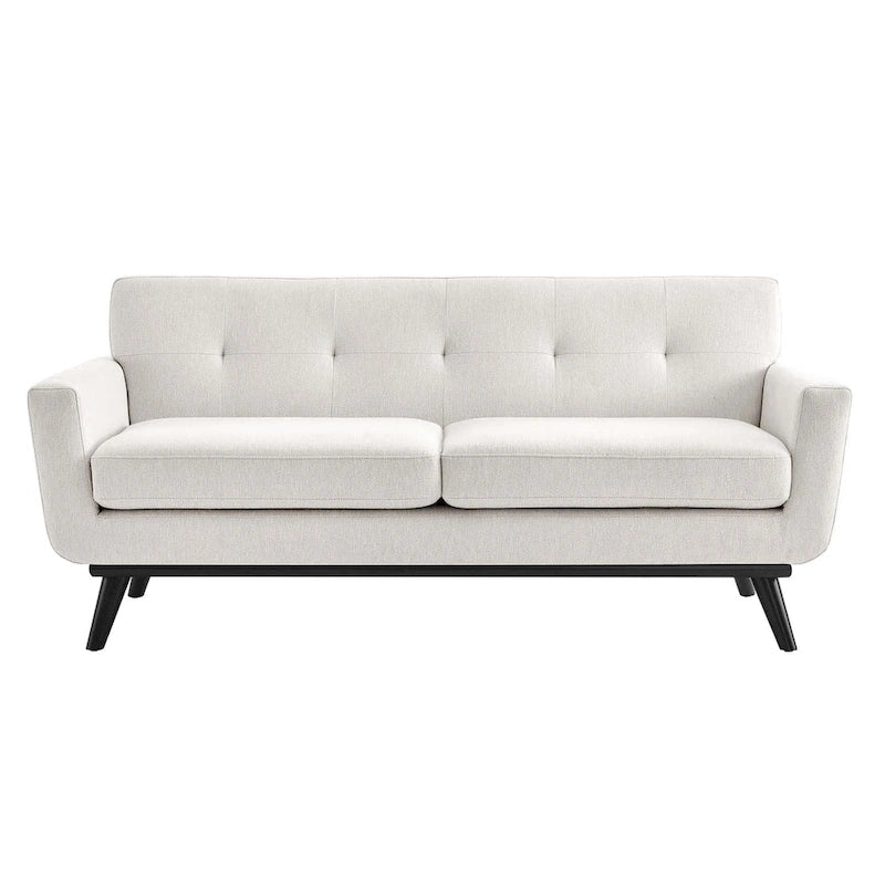 Sofá de dos plazas con tejido en espiga, gris claro / beige / marfil / carbón