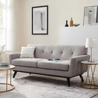 Sofá de dos plazas con tejido en espiga, gris claro / beige / marfil / carbón