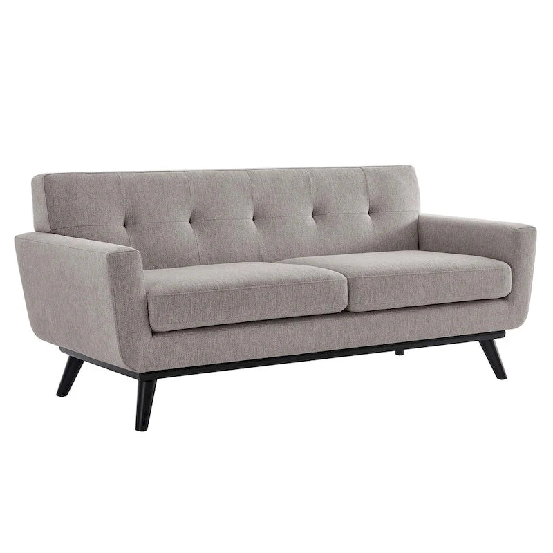 Sofá de dos plazas con tejido en espiga, gris claro / beige / marfil / carbón