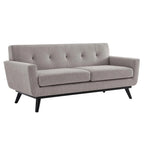 Sofá de dos plazas con tejido en espiga, gris claro / beige / marfil / carbón