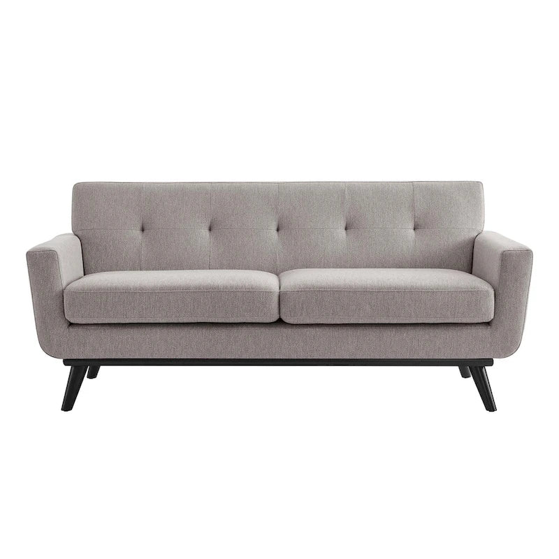 Sofá de dos plazas con tejido en espiga, gris claro / beige / marfil / carbón