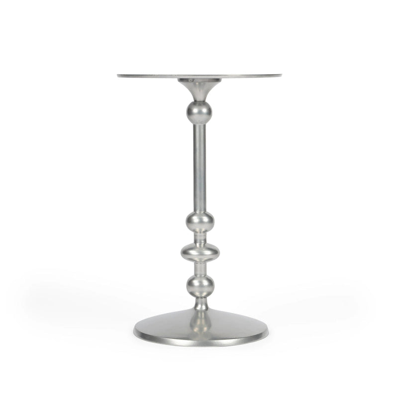 Mesa auxiliar de pedestal redonda de hierro – Plateada / Bronce / Negra