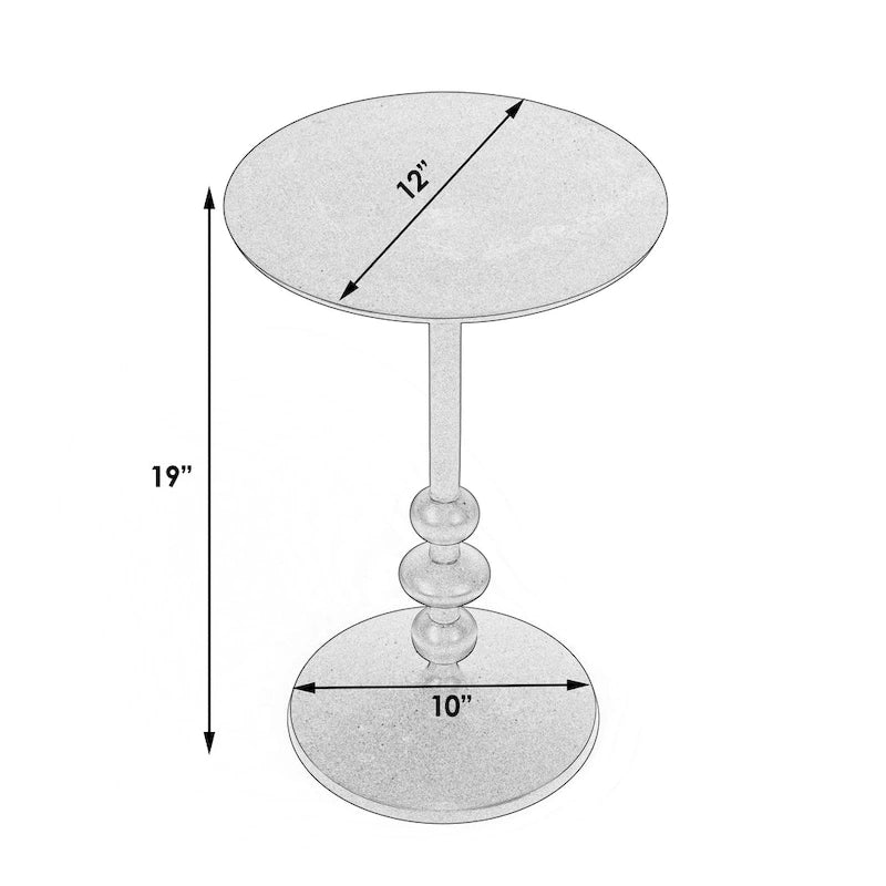 Mesa auxiliar de pedestal redonda de hierro – Plateada / Bronce / Negra